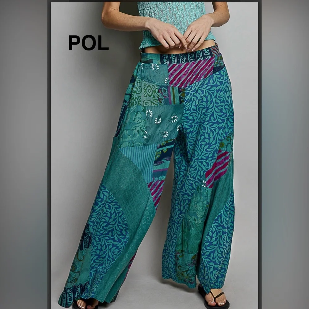 BPB224-1💙💜NEW! POL pretty Teal blue+ purple wide leg pants ideal 4 office/out! - Picture 7 of 8